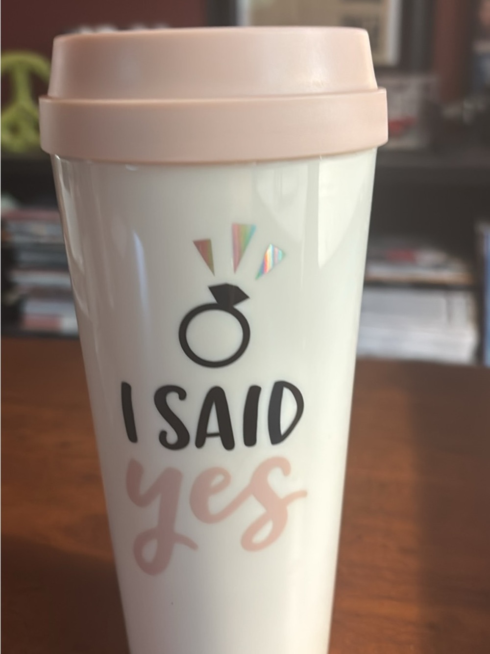 I Said Yes Travel Tumbler with Pink Lid
